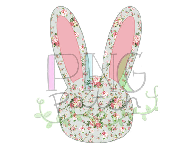 Vintage Rose Bunny Head with Mint Background