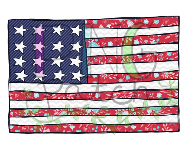 American Flag, Floral, Fourth of July PNG Files for Sublimation