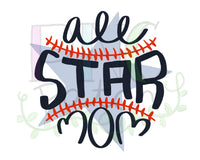 Baseball or Softball All Star Mom, Baseball PNG Files for Sublimation