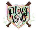 Play Ball, Floral Baseball Plate