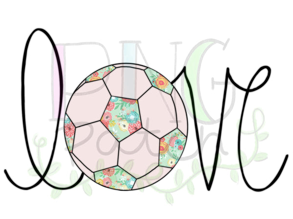 Love Soccer Ball, Soccer Girl, Floral, Script