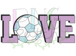 Block Letter Love with Teal Soccer Ball