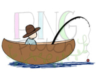 Canoe Boy Fishing