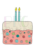 Birthday Pink Cake Age Two, Girl PNG Files for Sublimation