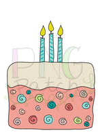 Birthday Pink Cake Age Three, Girl PNG Files for Sublimation