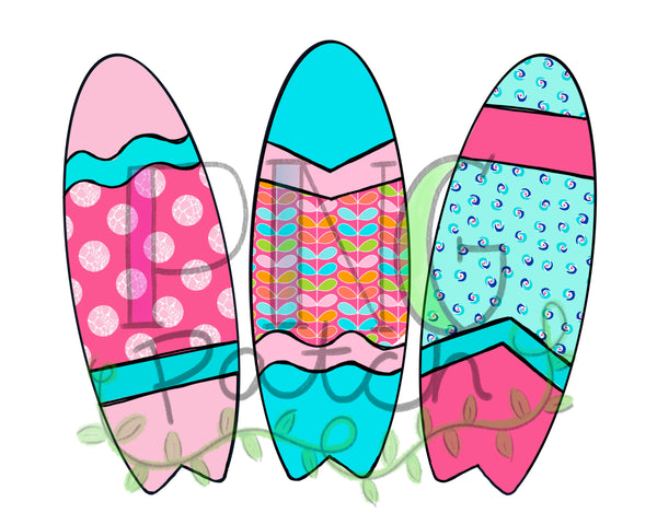 Pink and Aqua Surfboards