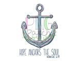 Coral Teal Navy Scribble Anchor, Hope Achors the Soul and No Text