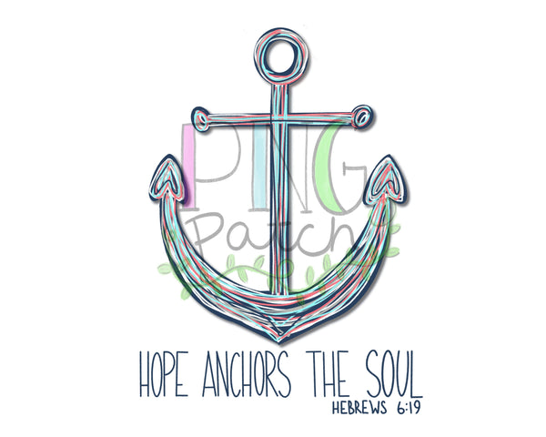 Coral Teal Navy Scribble Anchor, Hope Achors the Soul and No Text