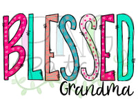 Colorful Blessed Grandma, Grandma PNG Files for Sublimation