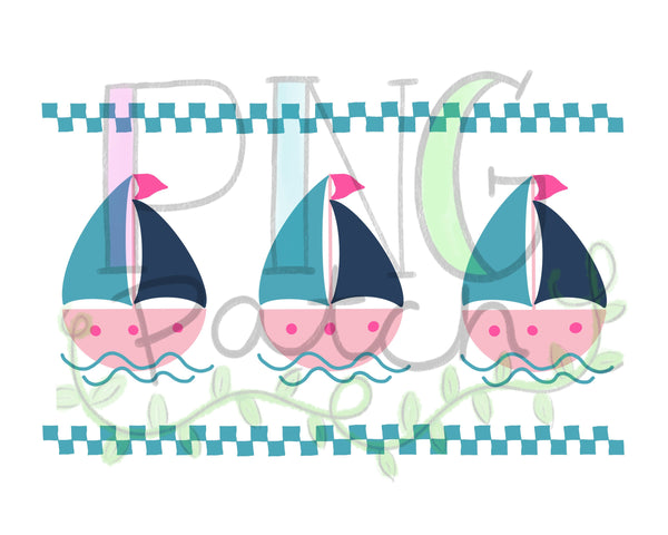 Mocked Smocked Pink Sailboats