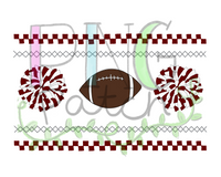 Maroon and White Mocked Smocked Football and Pom Poms PNG Files, Sublimation Transfers, Clipart