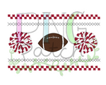 Red and White Mocked Smocked Football and Pom Poms